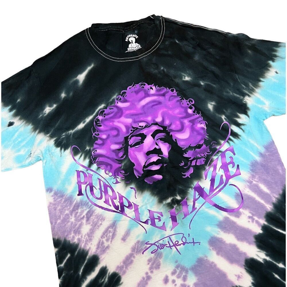 Jimi Hendrix T-Shirt Adult M Purple‎ Haze Tie Dye Blue Festival Rave Colorful